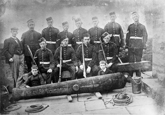Royal Garrison Artillery Volunteers outside the main entrance